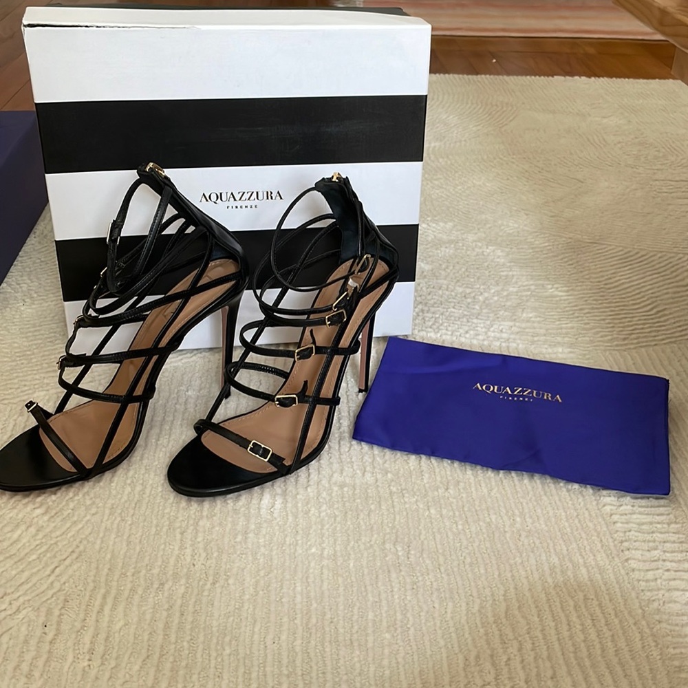 Aquazzura Black Strappy Heels
